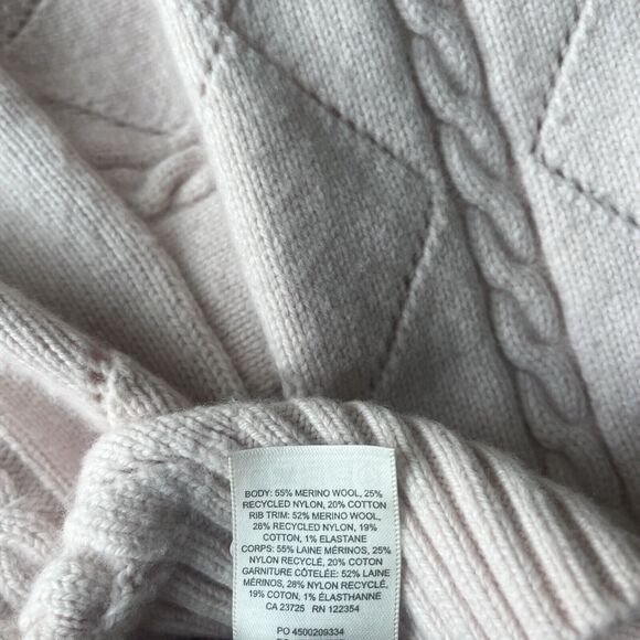 Sunday Best Aritzia Sweater Womens XS Light Pink Cable Knit Merino Wool Crop - Picture 6 of 9